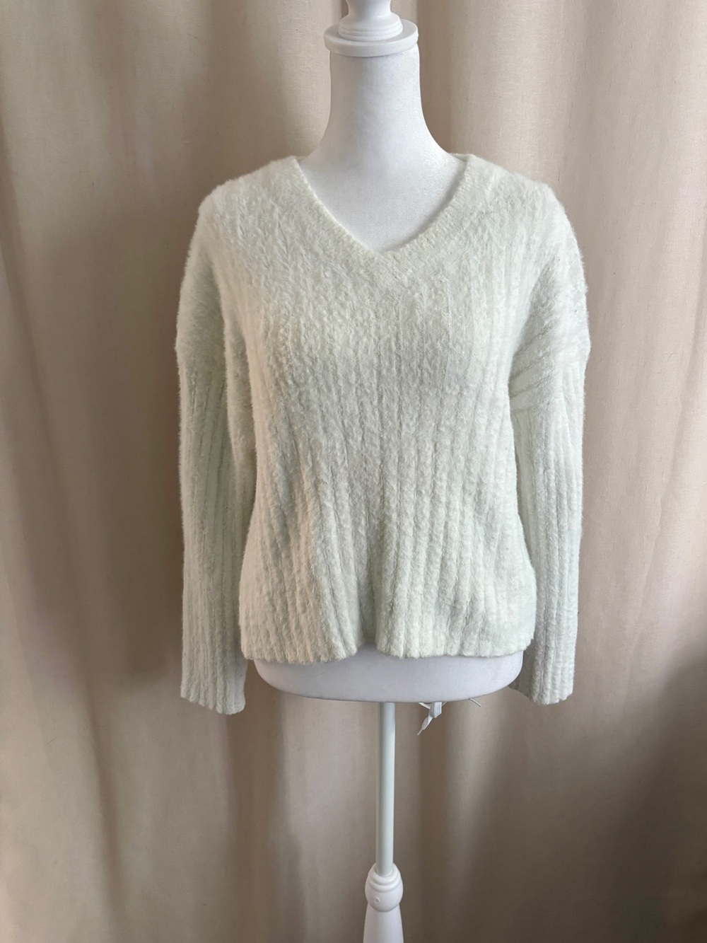 Babaton Fuzzy V-Neck Sweater — Size XS